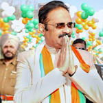 Samrat Chaudhary taking oath as Bihar Chief Minister during official ceremony