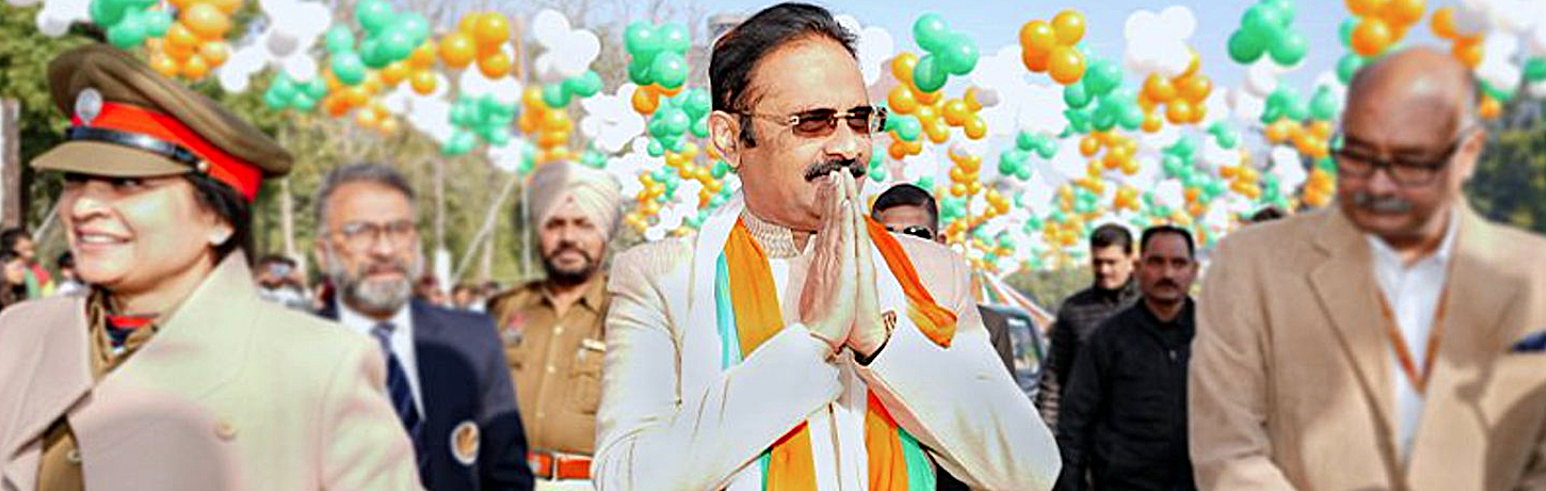 Samrat Chaudhary taking oath as Bihar Chief Minister during official ceremony