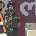 Samrat Chaudhary taking oath as Bihar Chief Minister at Lok Bhavan in Patna