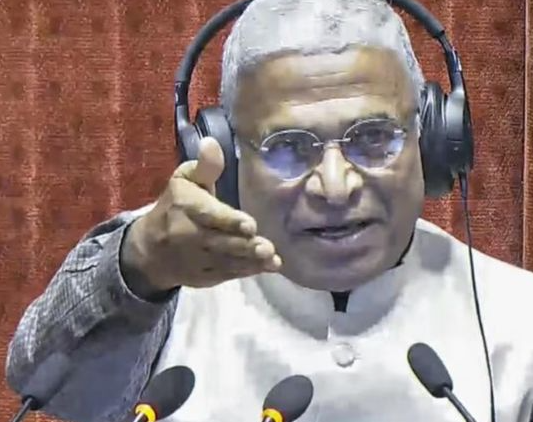 Harivansh Narayan Singh after being re-elected as Rajya Sabha Deputy Chairman