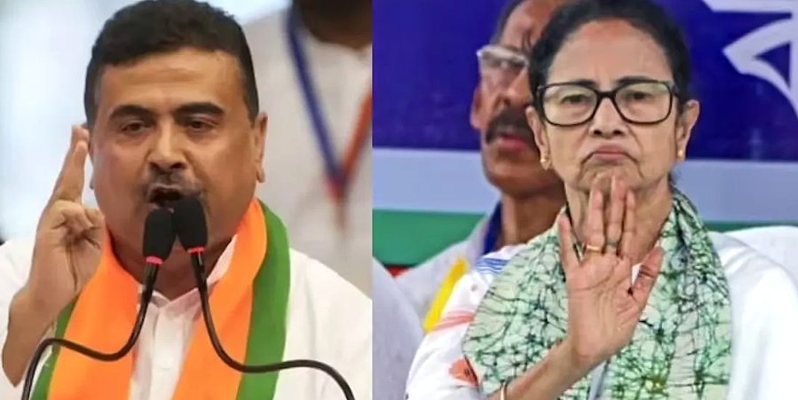 Suvendu Adhikari and Mamata Banerjee during a major political battle in West Bengal elections.