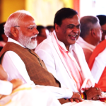 Himanta Biswa Sarma taking oath as Assam Chief Minister during the swearing-in ceremony in Guwahati.