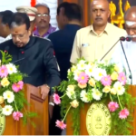 N. Rangasamy taking oath as the Chief Minister of Puducherry at Lok Bhavan.