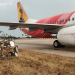 Air India aircraft safely landing at Raipur Airport after bird strike incident