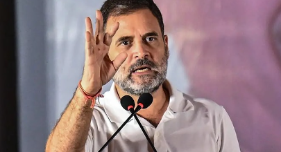 Rahul Gandhi addressing students during the launch of the Chhatron Ki Goonj campaign.