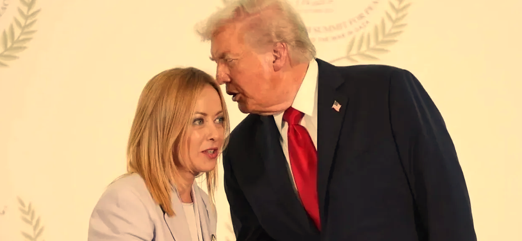 Donald Trump and Italian Prime Minister Giorgia Meloni during separate diplomatic engagements.