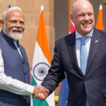 Prime Minister Narendra Modi receives a ceremonial welcome from New Zealand Prime Minister Christopher Luxon.