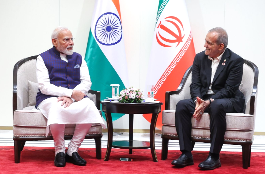 PM Modi meets Iranian President Masoud Pezeshkian during the SCO summit in Bishkek