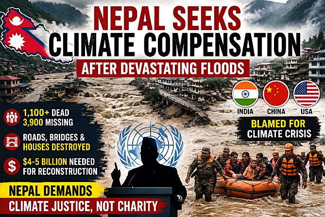 Devastating floods in Nepal trigger a demand for climate compensation and international assistance