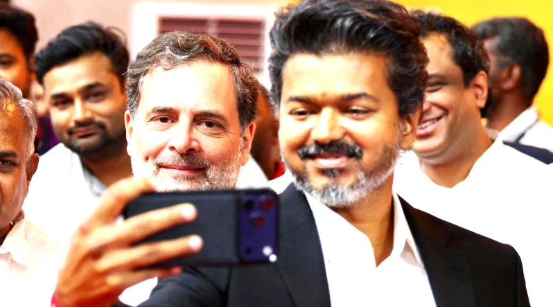 Vijay and Rahul Gandhi amid growing differences between TVK and Congress