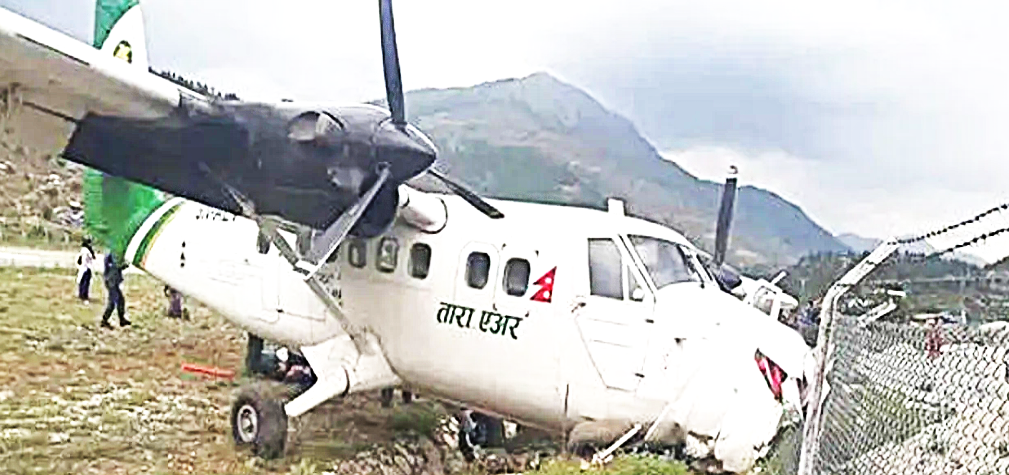 Sita Air aircraft after wheel incident at Jufal Airport